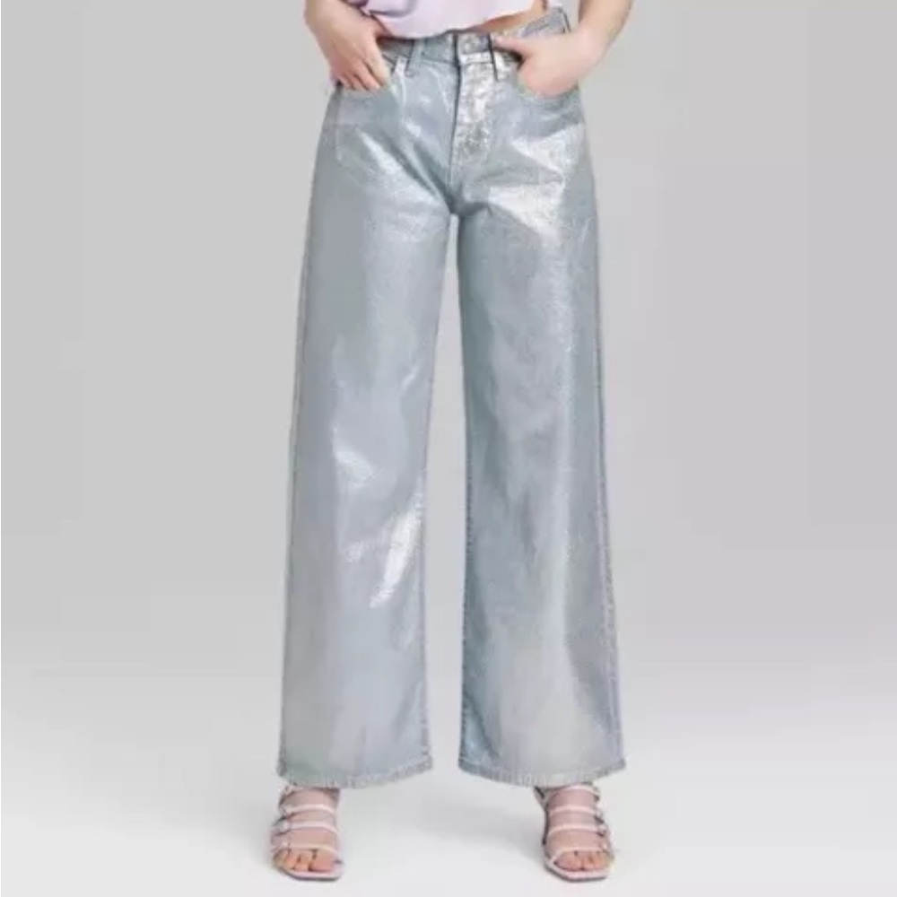 Wild Fable high rise baggy jean metallic wide leg size 17